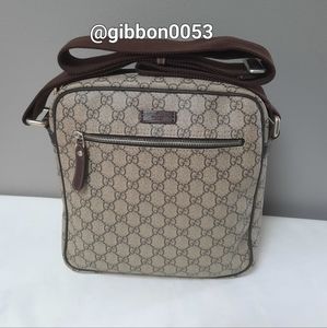 Authentic Gucci GG Supreme monogram canvas message Crossbody bag